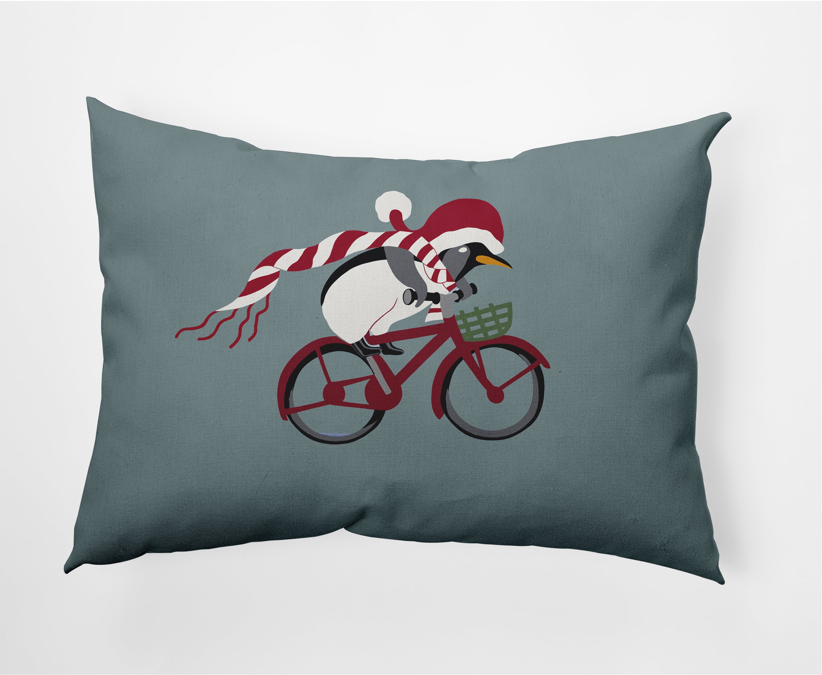 Simply Daisy 14" x 20" Pedaling Penguin Animal Outdoor Throw Pillow