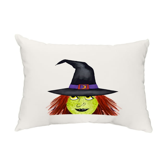 Simply Daisy, 14" x 20" Peek A Boo Witch Cream Halloween Print Decorative Outdoor Throw Pillow