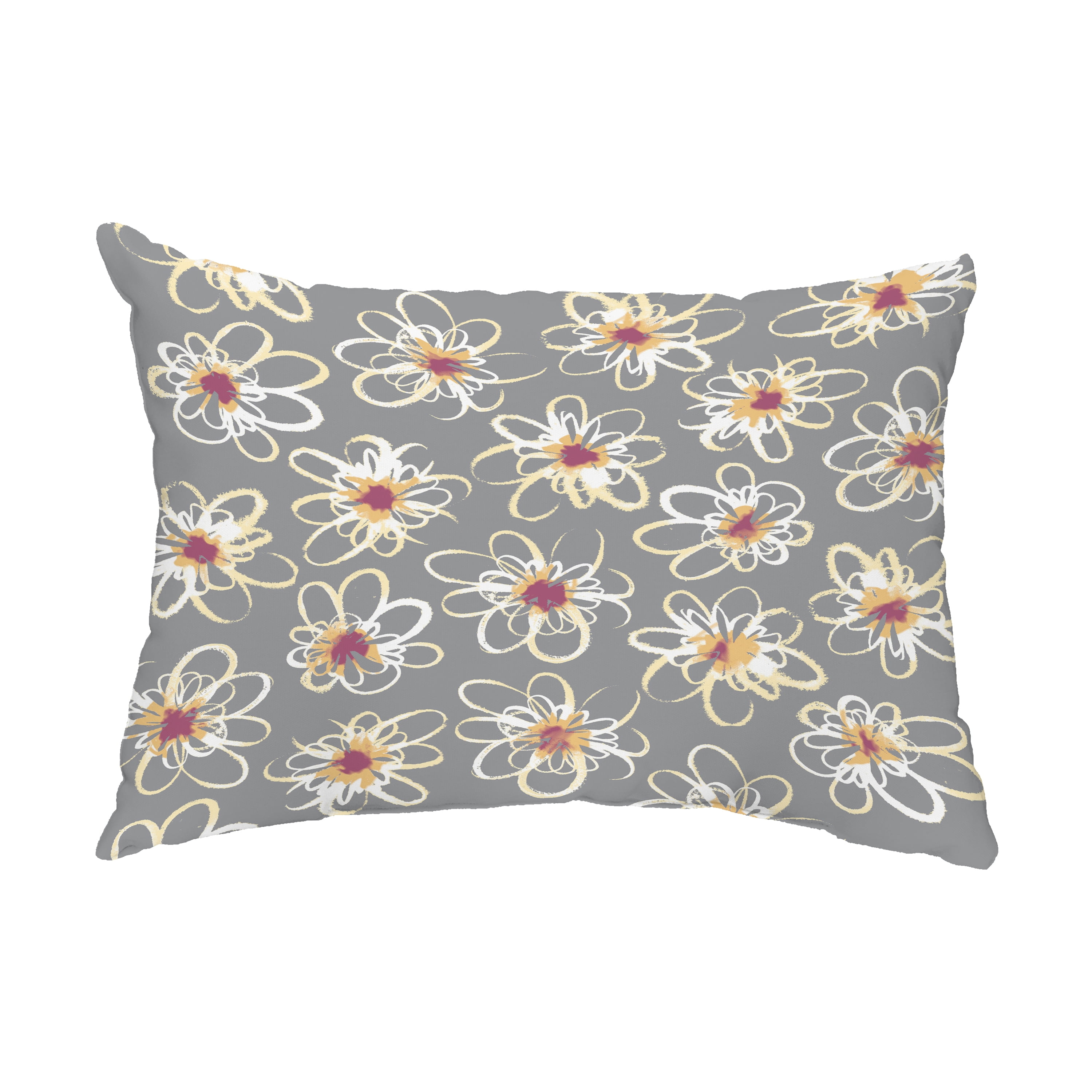 Simply Daisy, 14" x 20" Penelope Floral Gray Decorative Floral Outdoor Throw Pillow
