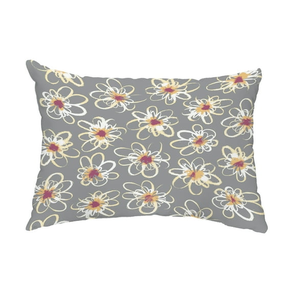Simply Daisy, 14" x 20" Penelope Floral Gray Decorative Floral Outdoor Throw Pillow