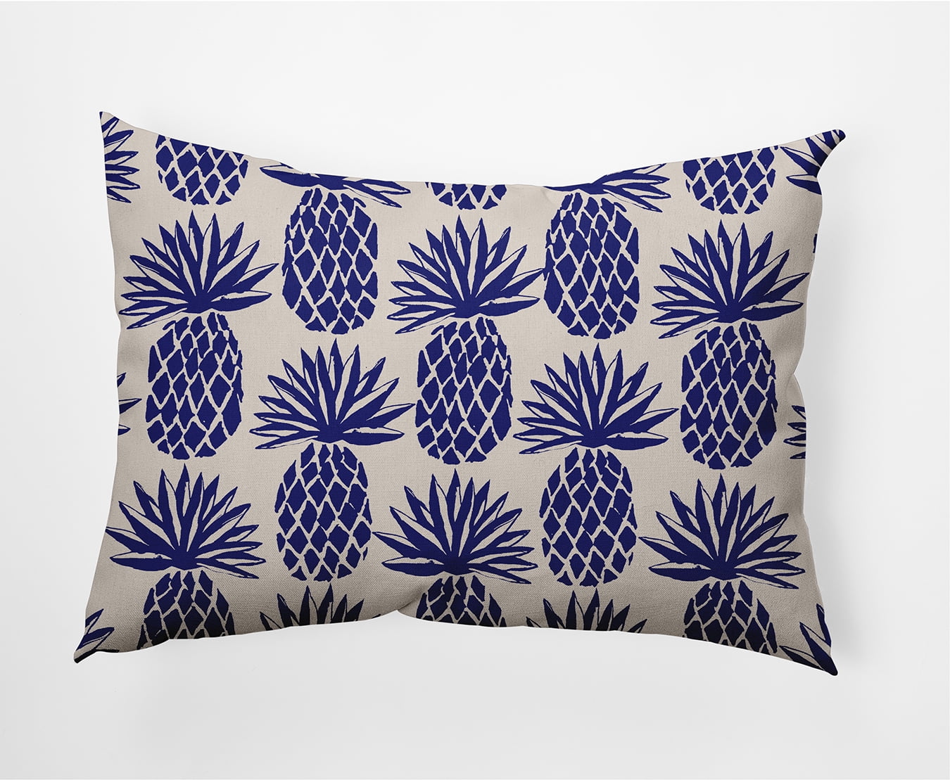 Simply Daisy 14" x 20" Pineapple Stripes Indoor/Outdoor Polyester Throw Pillow, Indigo Blue