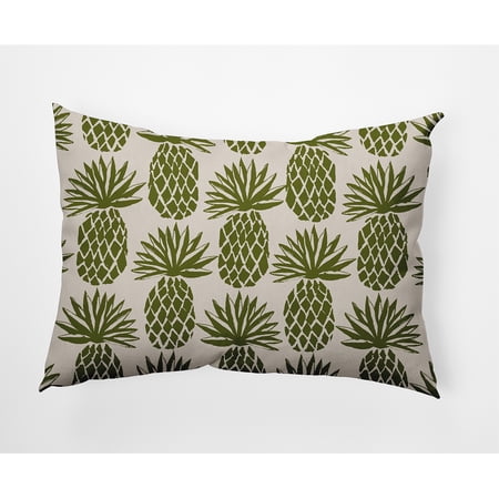 Simply Daisy 14" x 20" Pineapple Stripes Indoor/Outdoor Polyester Throw Pillow, Olive