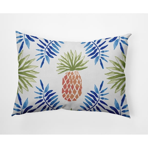 Simply Daisy, 14" x 20" Pineapple and Spike Blue Abstract Decorative Outdoor Pillow