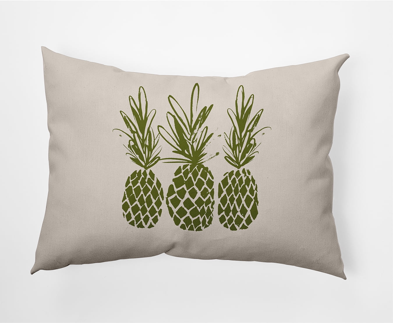 Simply Daisy 14" x 20" Pineapples Indoor/Outdoor Polyester Throw Pillow, Olive