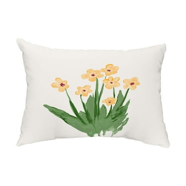 Simply Daisy, 14" x 20" Pretty Little Flower Yellow Floral Decorative Outdoor Pillow