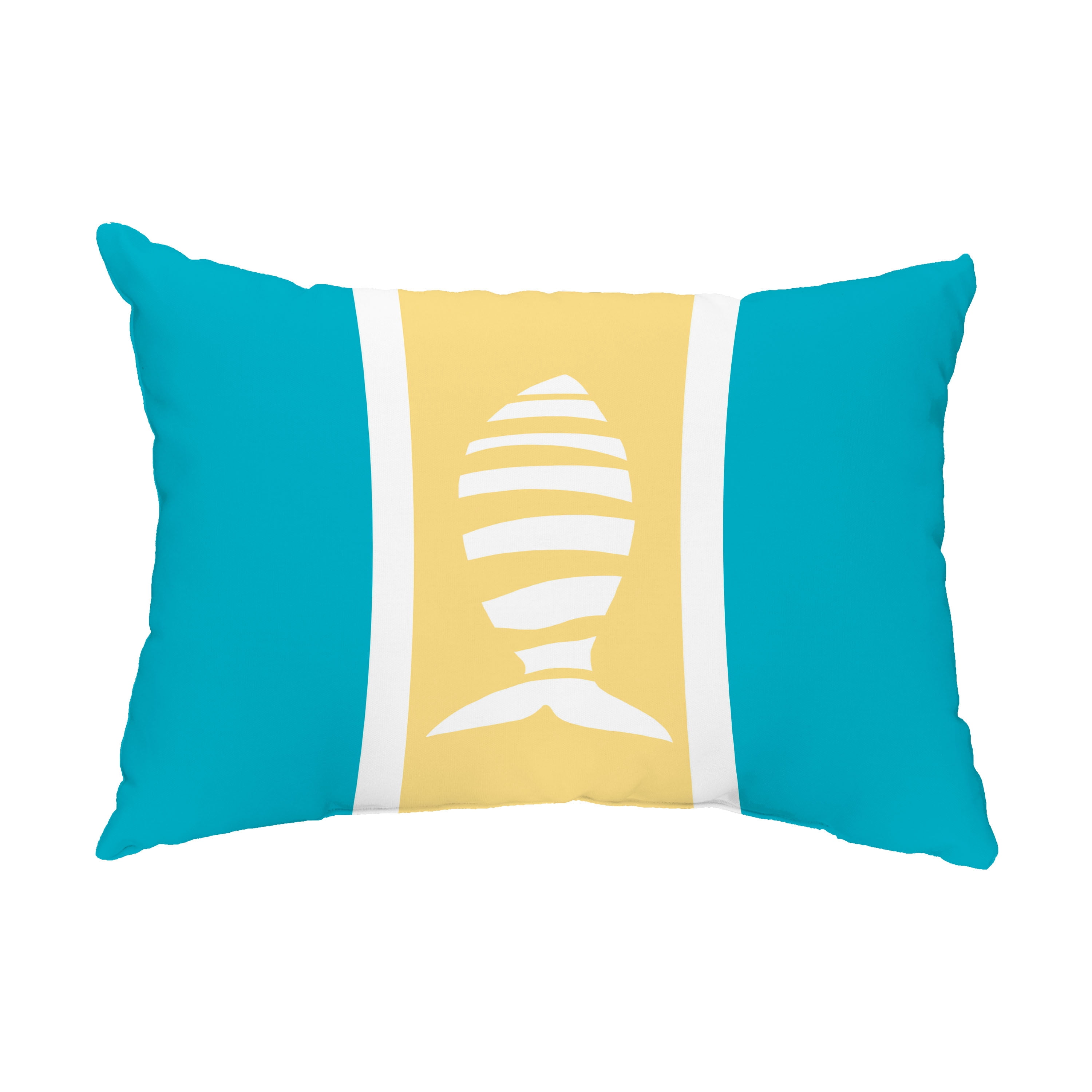 Simply Daisy, 14" x 20" Puzzle Fish Turquoise Coastal Decorative Outdoor Pillow