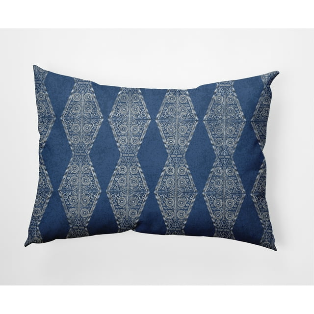 Simply Daisy, 14" x 20" Pyramid Stripe Blue Decorative Abstract Outdoor Throw Pillow
