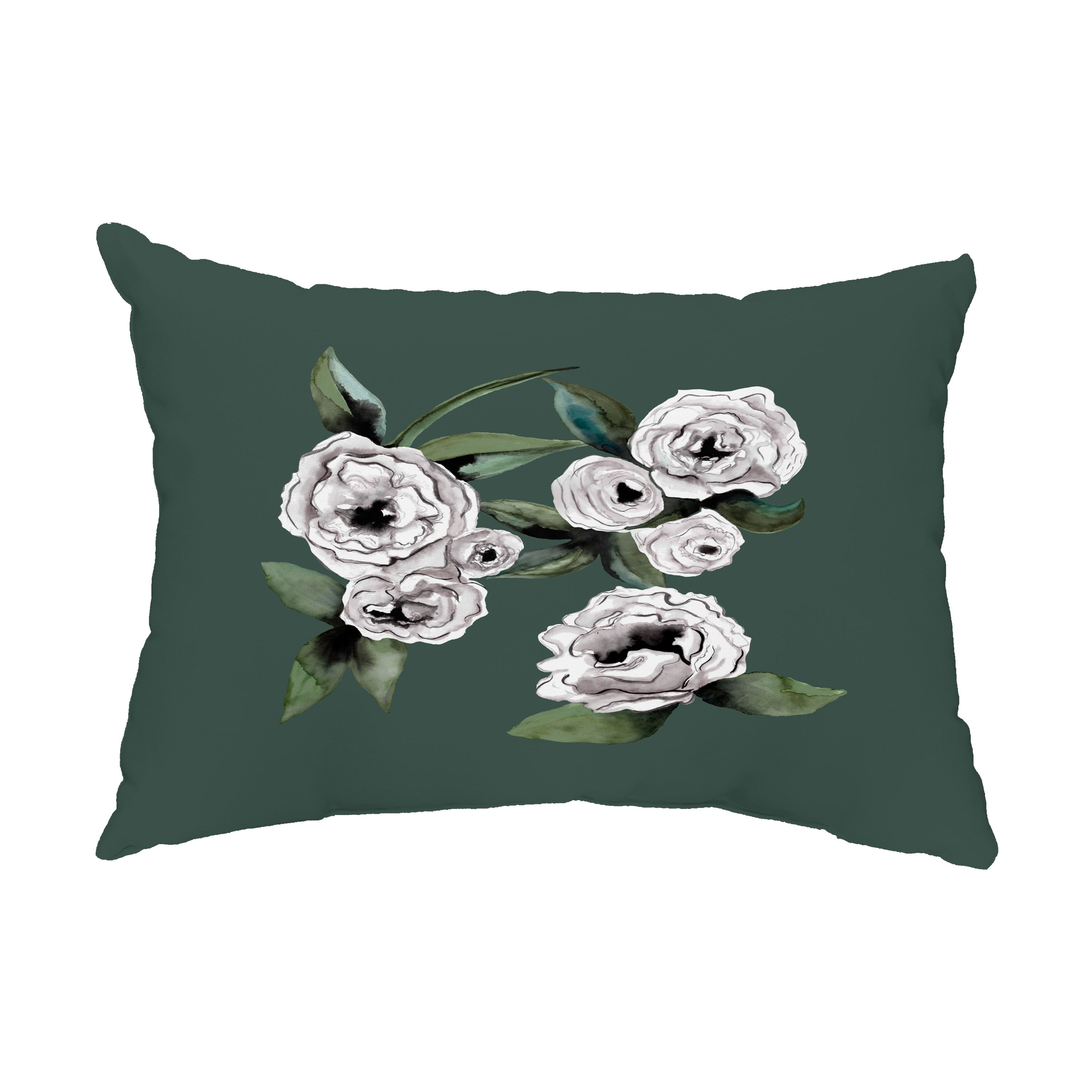 Simply Daisy, 14" x 20" Radiant Rose Green Floral Print Decorative Outdoor Throw Pillow
