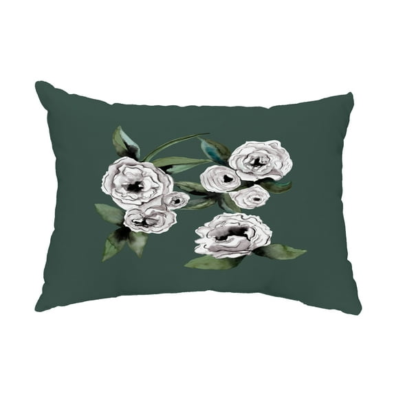 Simply Daisy, 14" x 20" Radiant Rose Green Floral Print Decorative Outdoor Throw Pillow