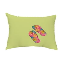 Simply Daisy, 14" x 20" Rainbow Flip Flops Green Decorative Coastal Outdoor Throw Pillow
