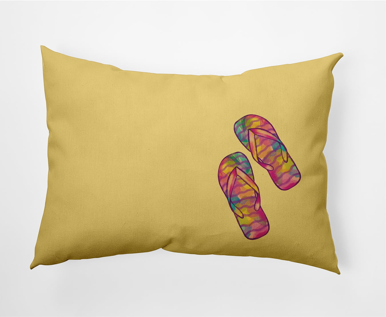 Simply Daisy, 14" x 20" Rainbow Flip Flops Yellow Decorative Coastal