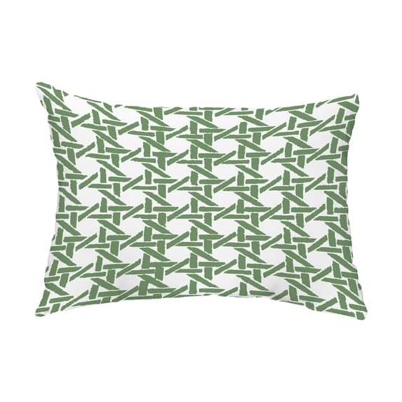 Simply Daisy, 14" x 20" Rattan Abstract Green Abstract Decorative Outdoor Pillow