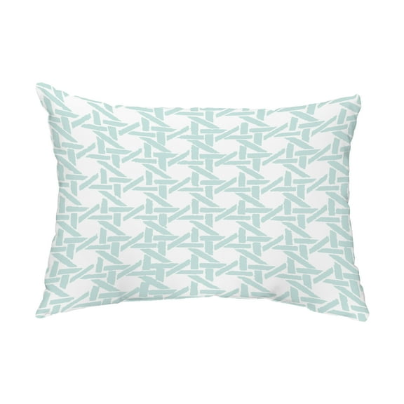 Simply Daisy, 14" x 20" Rattan Abstract Pale Blue Abstract Decorative Outdoor Pillow