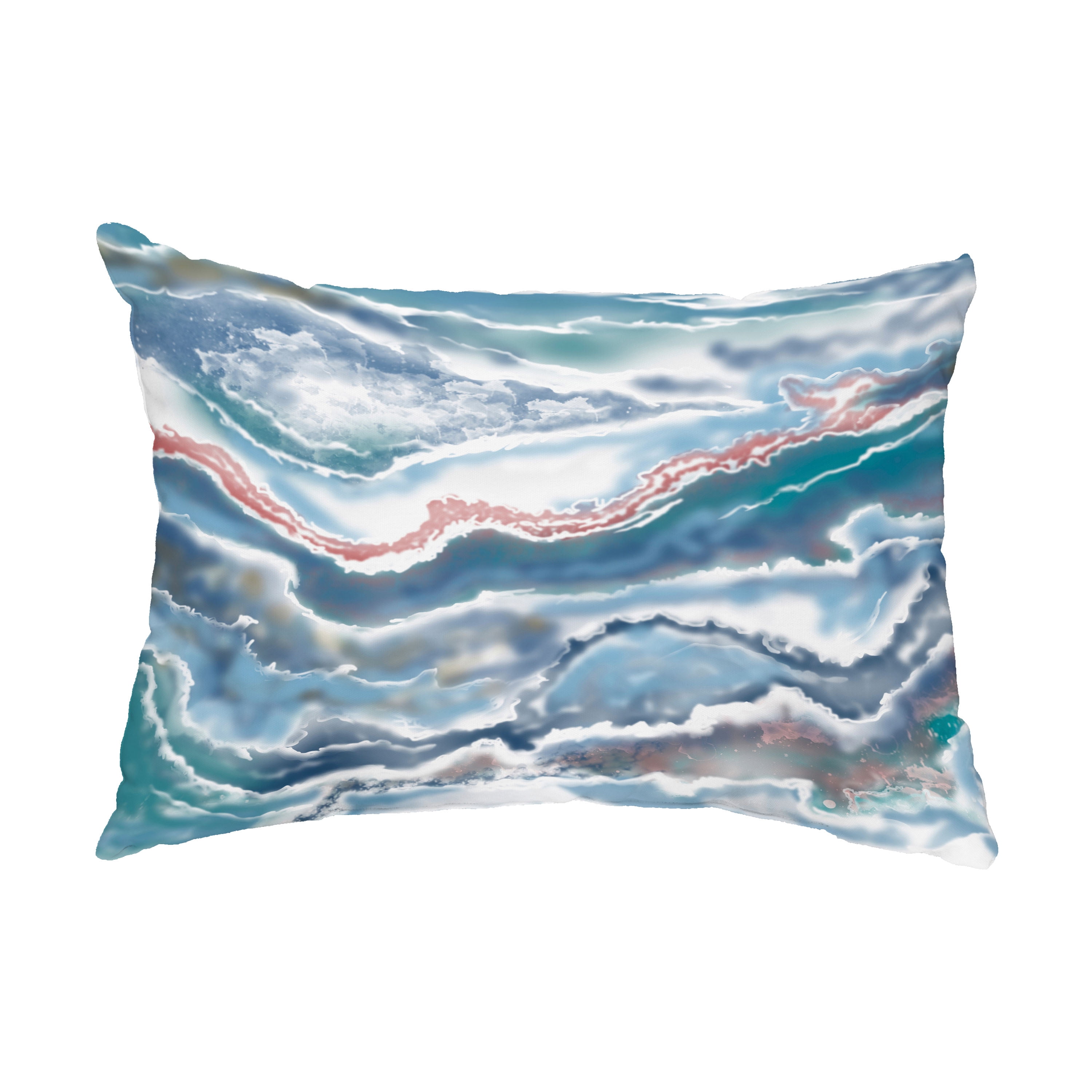 Simply Daisy, 14" x 20" Remolina Blue Decorative Abstract Outdoor Throw Pillow