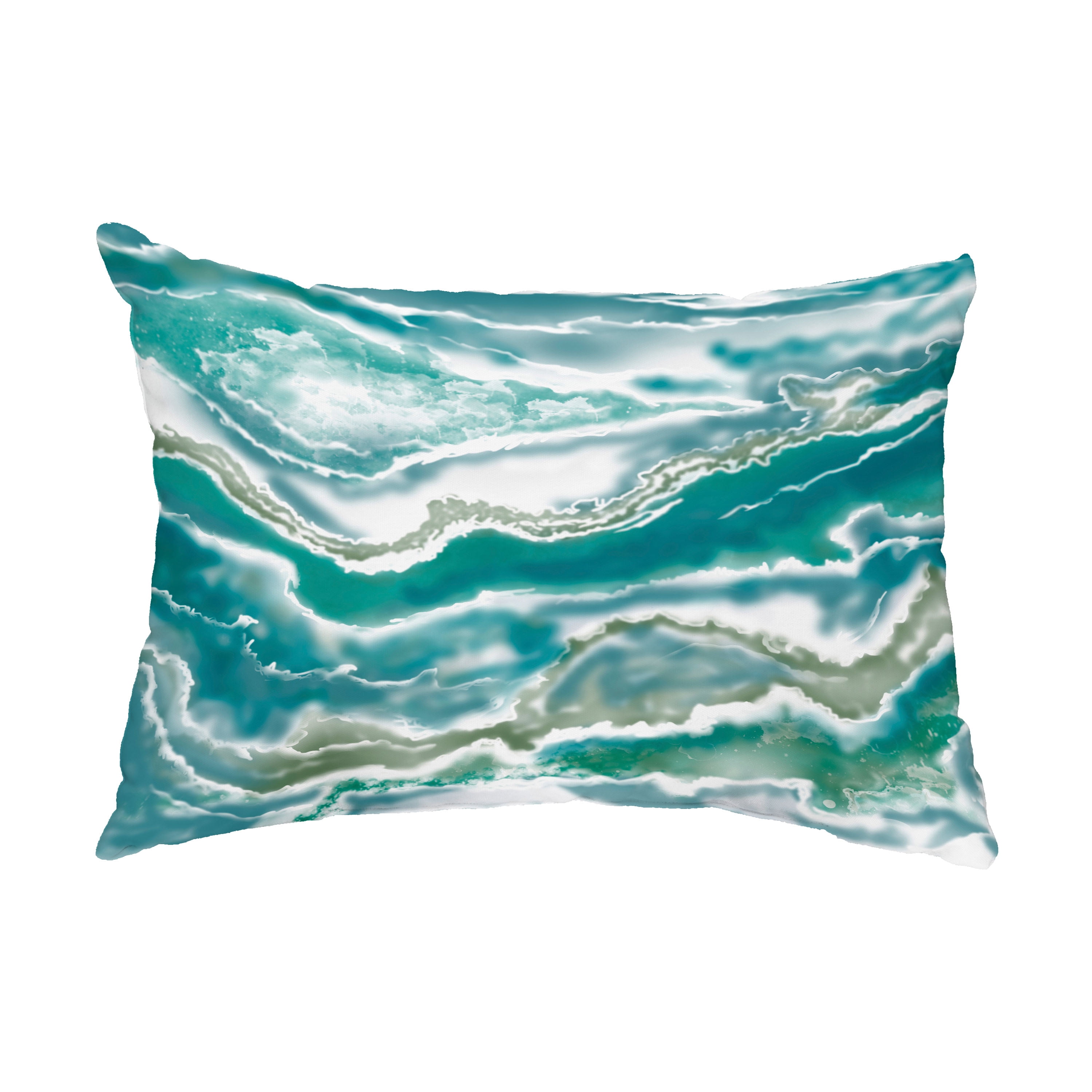 Simply Daisy, 14" x 20" Remolina Teal Decorative Abstract Outdoor Throw Pillow