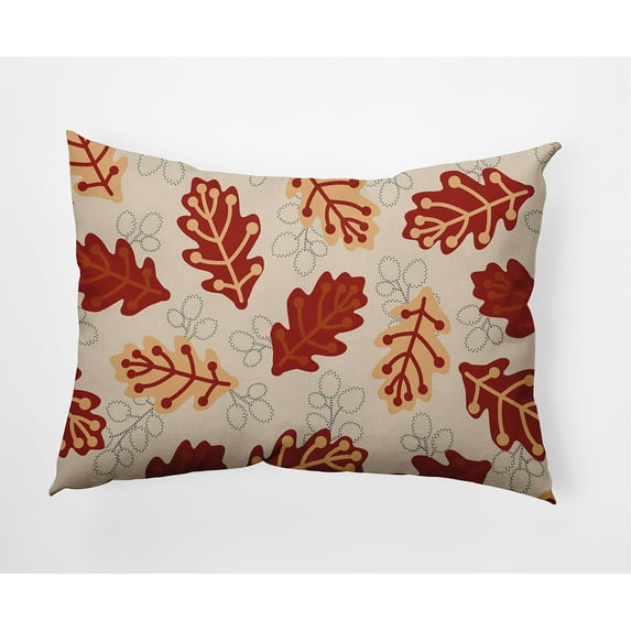 Simply Daisy 14" x 20" Retro Leaves Decorative Throw Pillow, Maple Red