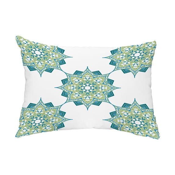 Simply Daisy, 14" x 20" Rhapsody Green Decorative Abstract Outdoor Throw Pillow