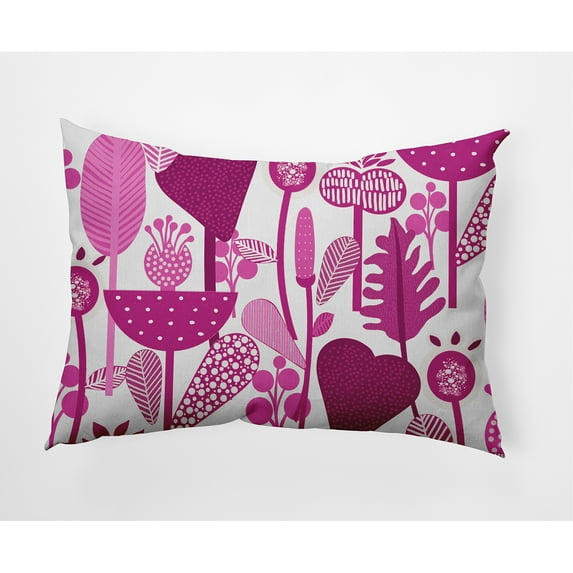 Simply Daisy 14" x 20" Scandinavian Pink, White, Multi-color Polyester Throw Pillow