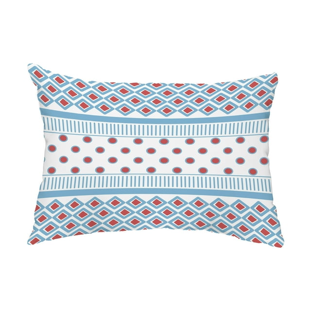 Simply Daisy, 14" x 20" Scrambled Prints Blue Abstract Decorative Outdoor Pillow