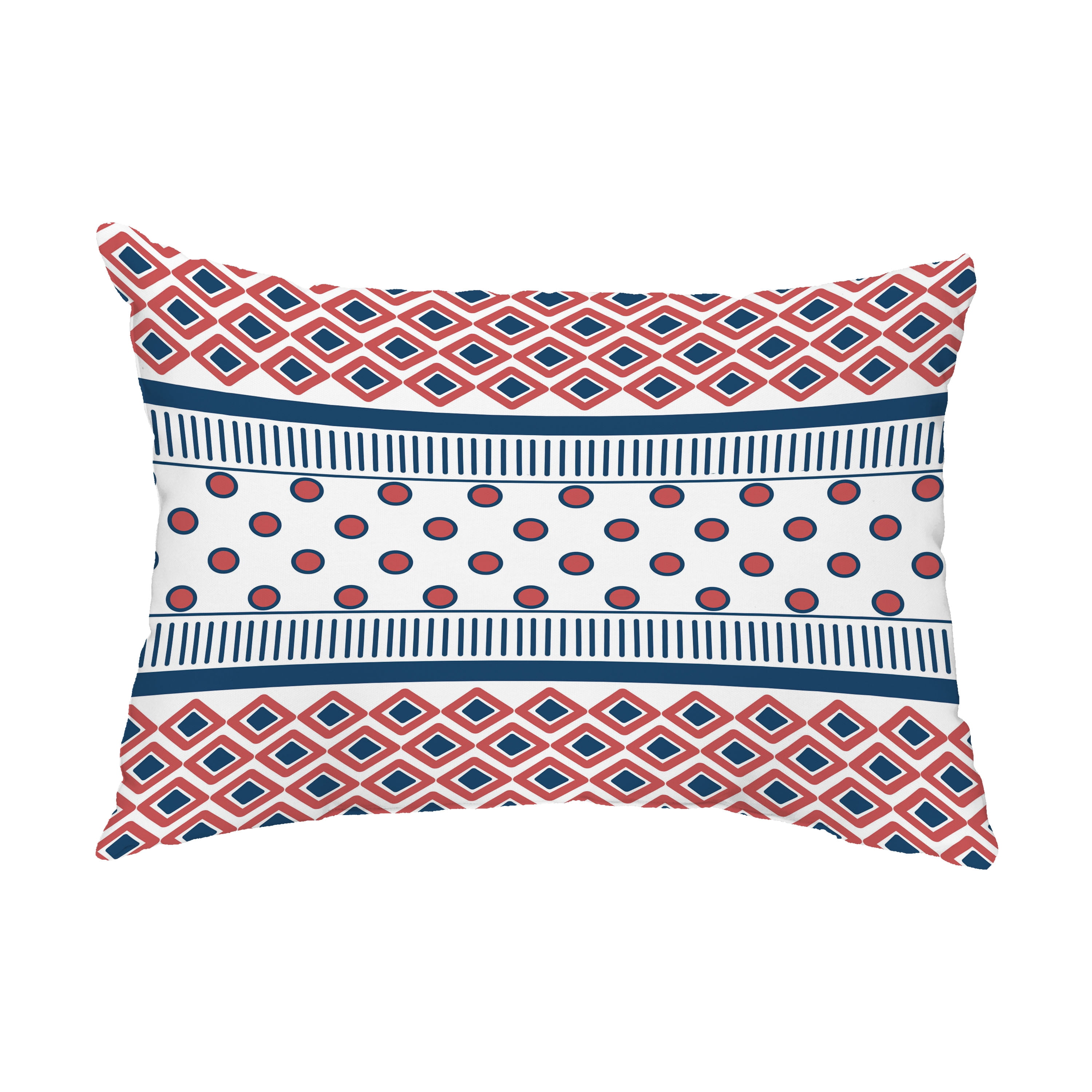 Simply Daisy, 14" x 20" Scrambled Prints Red Abstract Decorative Outdoor Pillow