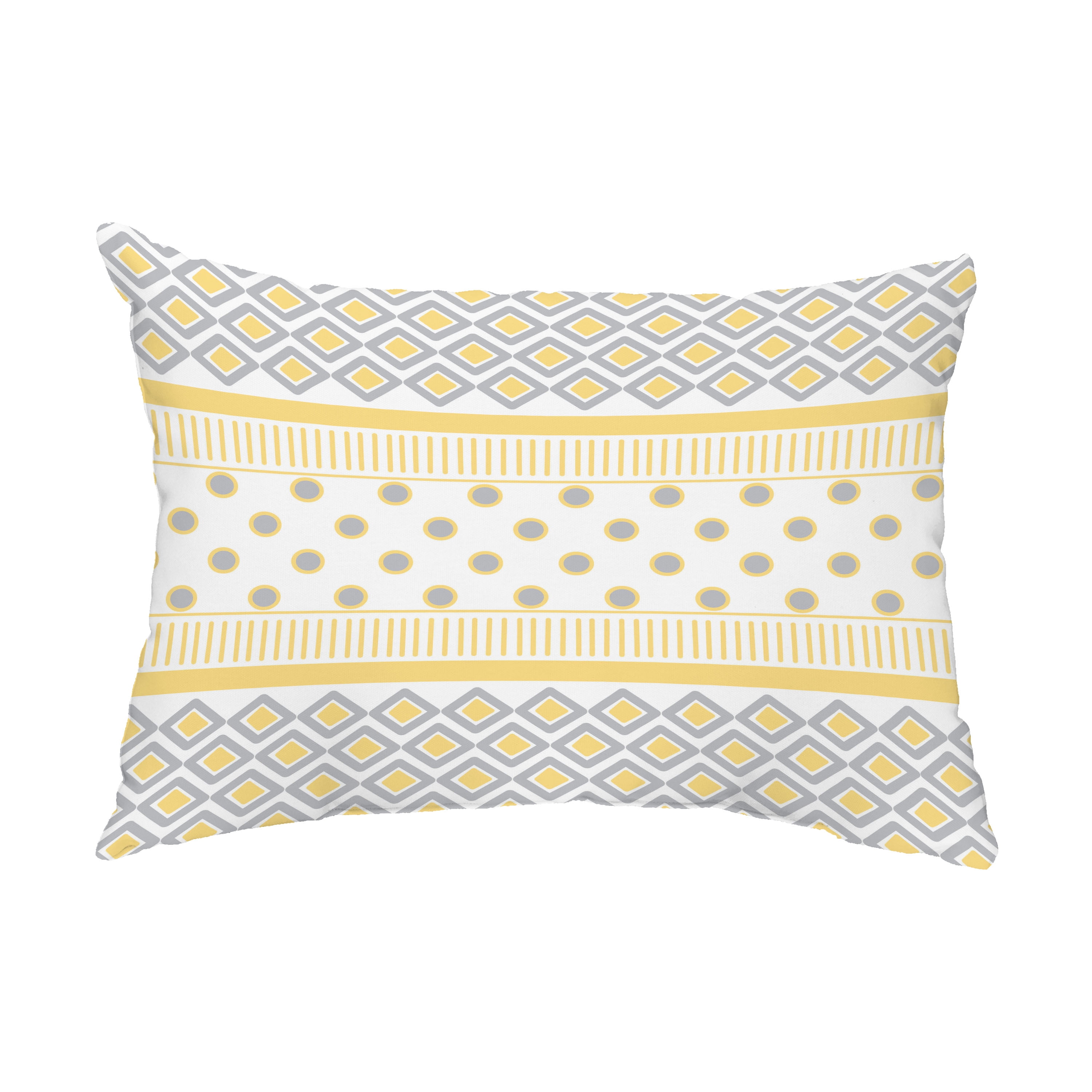 Yellow and Gray Geometric Pattern Outdoor Throw Pillow, 14" x 20"