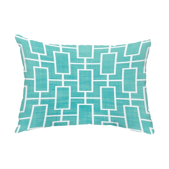 Simply Daisy, 14" x 20" Screen Lattice Blue Abstract Decorative Outdoor Pillow