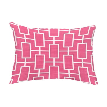 Simply Daisy, 14" x 20" Screen Lattice Pink/Fuchsia Abstract Decorative Outdoor Pillow