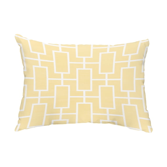 Simply Daisy, 14" x 20" Screen Lattice Yellow Abstract Decorative Outdoor Pillow