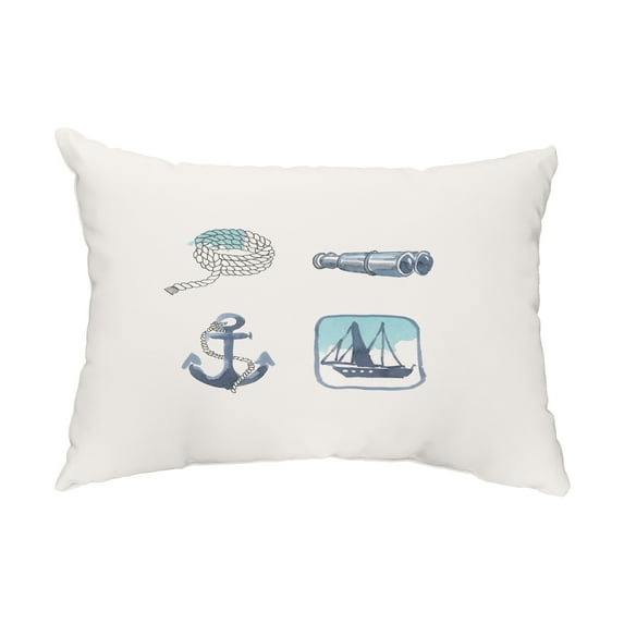 Simply Daisy, 14" x 20" Sea Tools Ivory Nautical Decorative Outdoor Pillow