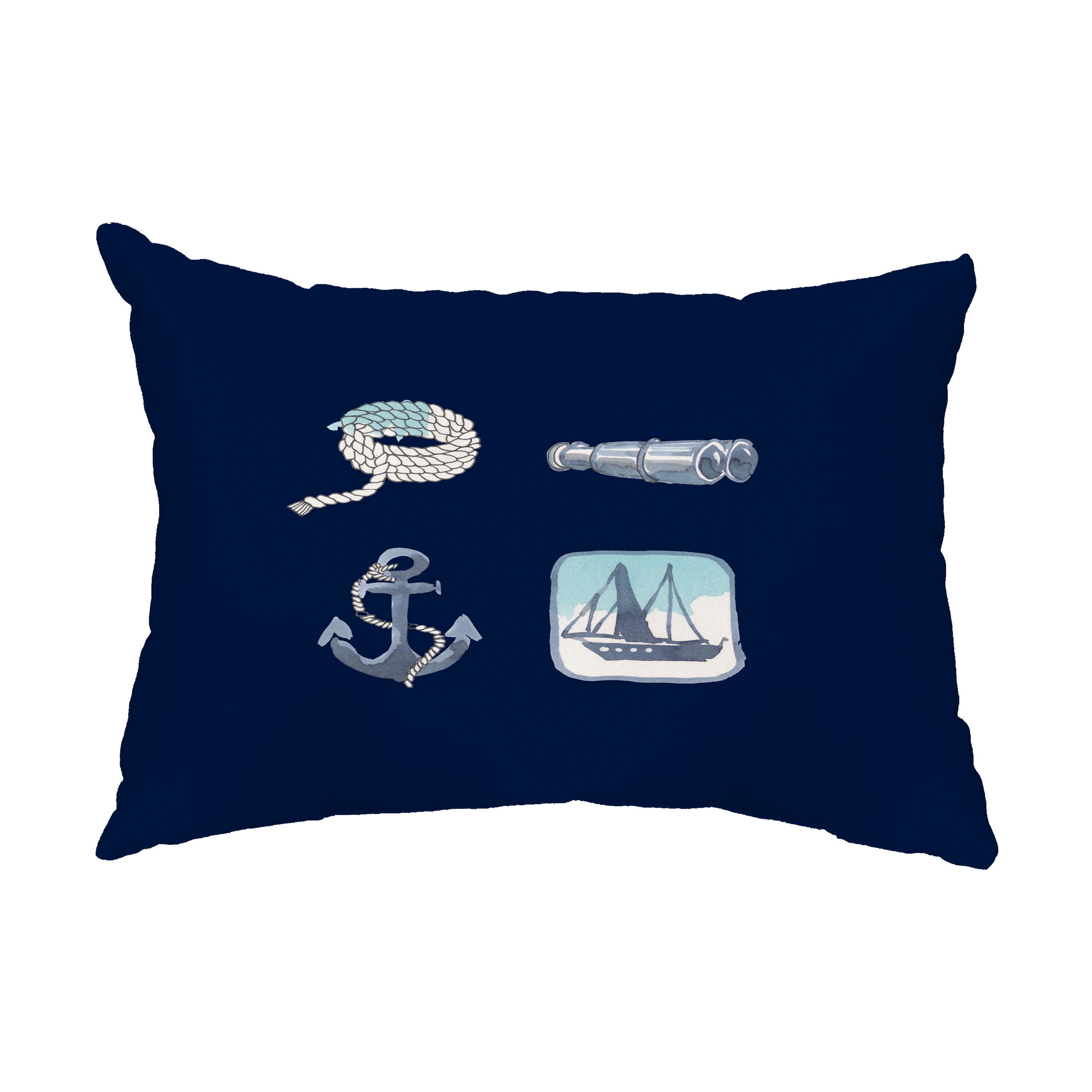 Simply Daisy, 14" x 20" Sea Tools Navy Nautical Decorative Outdoor Pillow