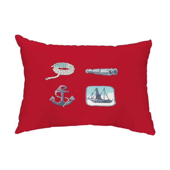 Simply Daisy, 14" x 20" Sea Tools Red Nautical Decorative Outdoor Pillow