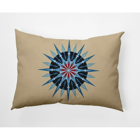 Simply Daisy, 14" x 20" Sea Wheel Taupe Decorative Nautical Outdoor Pillow