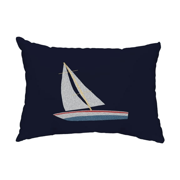 Simply Daisy, 14" x 20" Set Sail Navy Blue Coastal Decorative Outdoor Pillow