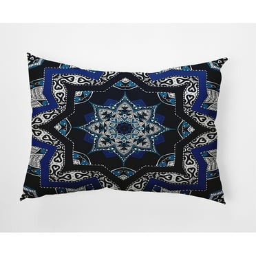 Simply Daisy, 14" x 20" Shawl Navy Blue Decorative Abstract Outdoor Throw Pillow