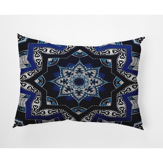 Simply Daisy, 14" x 20" Shawl Navy Blue Decorative Abstract Outdoor Throw Pillow