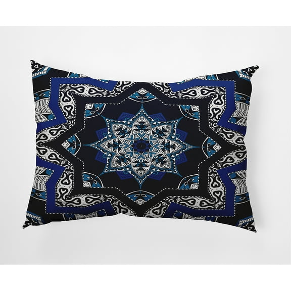 Simply Daisy, 14" x 20" Shawl Navy Blue Decorative Abstract Outdoor Throw Pillow