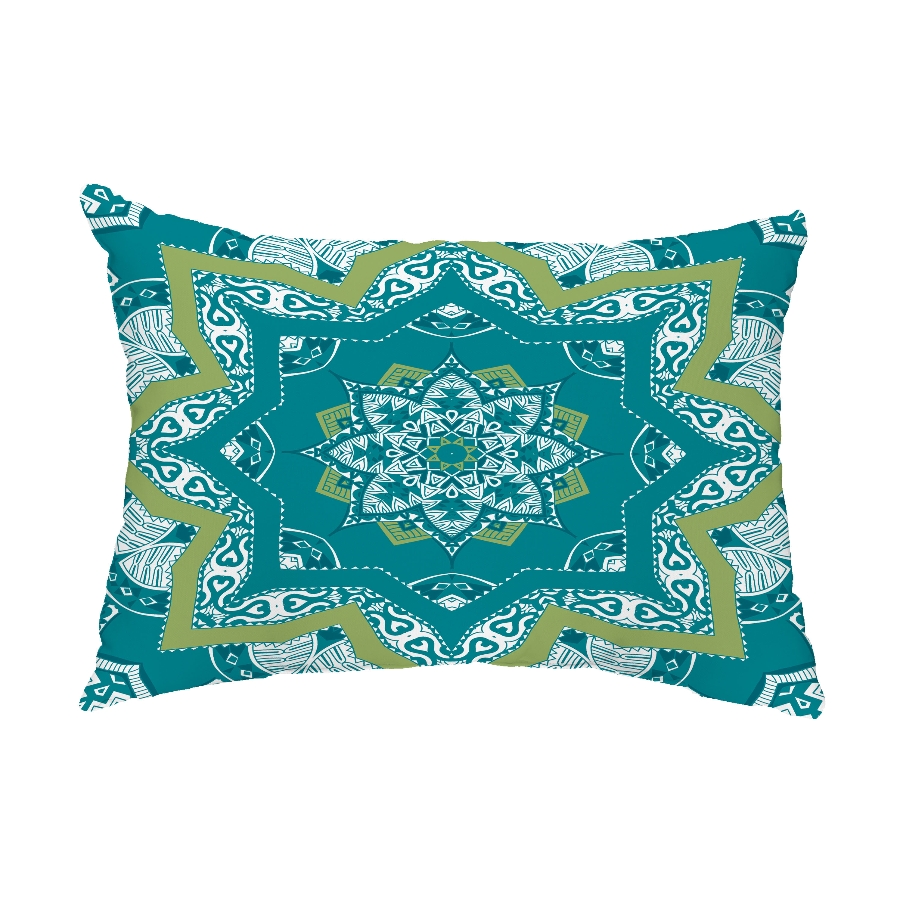 Simply Daisy, 14" x 20" Shawl Teal Decorative Abstract Outdoor Throw Pillow
