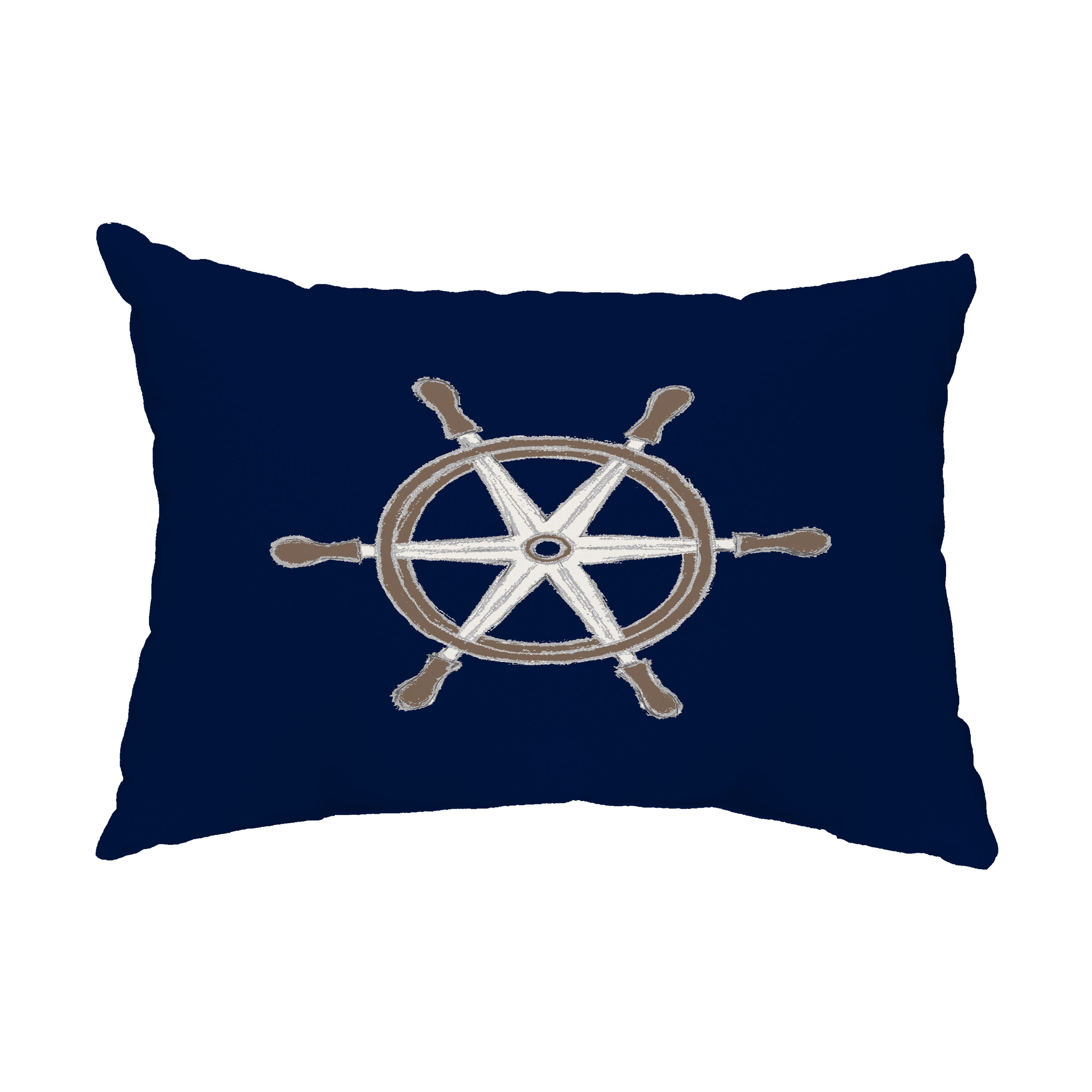 Simply Daisy, 14" x 20" Ship Wheel Navy Nautical Decorative Outdoor Pillow