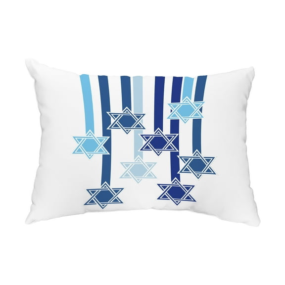 Simply Daisy, 14" x 20" Shooting Stars White Decorative Hanukkah Outdoor Pillow