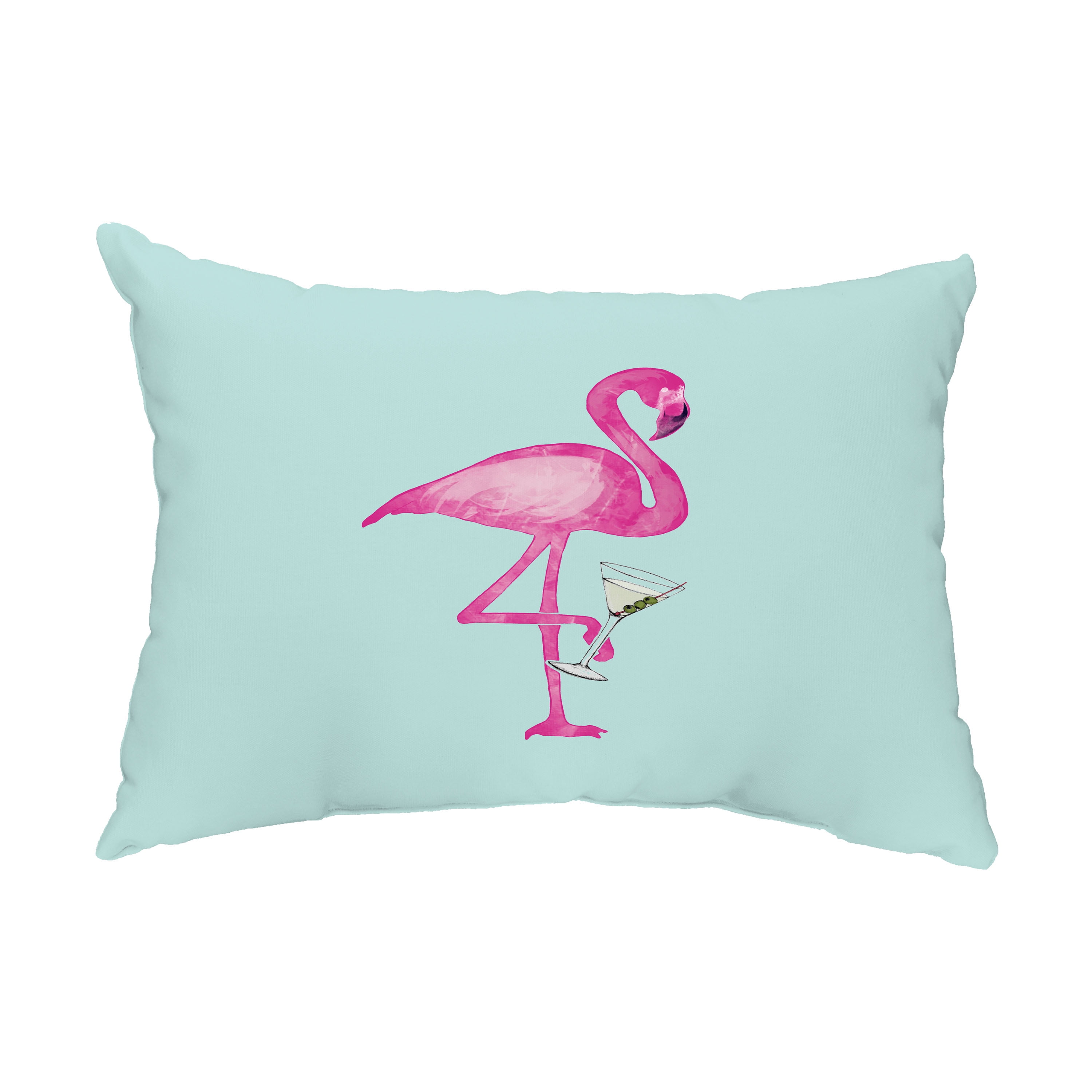 Simply Daisy, 14" x 20" Single Flamingo Aqua Coastal Decorative Abstract Outdoor Pillow