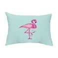 thumbnail image 1 of Simply Daisy, 14" x 20" Single Flamingo Aqua Coastal Decorative Abstract Outdoor Pillow, 1 of 1