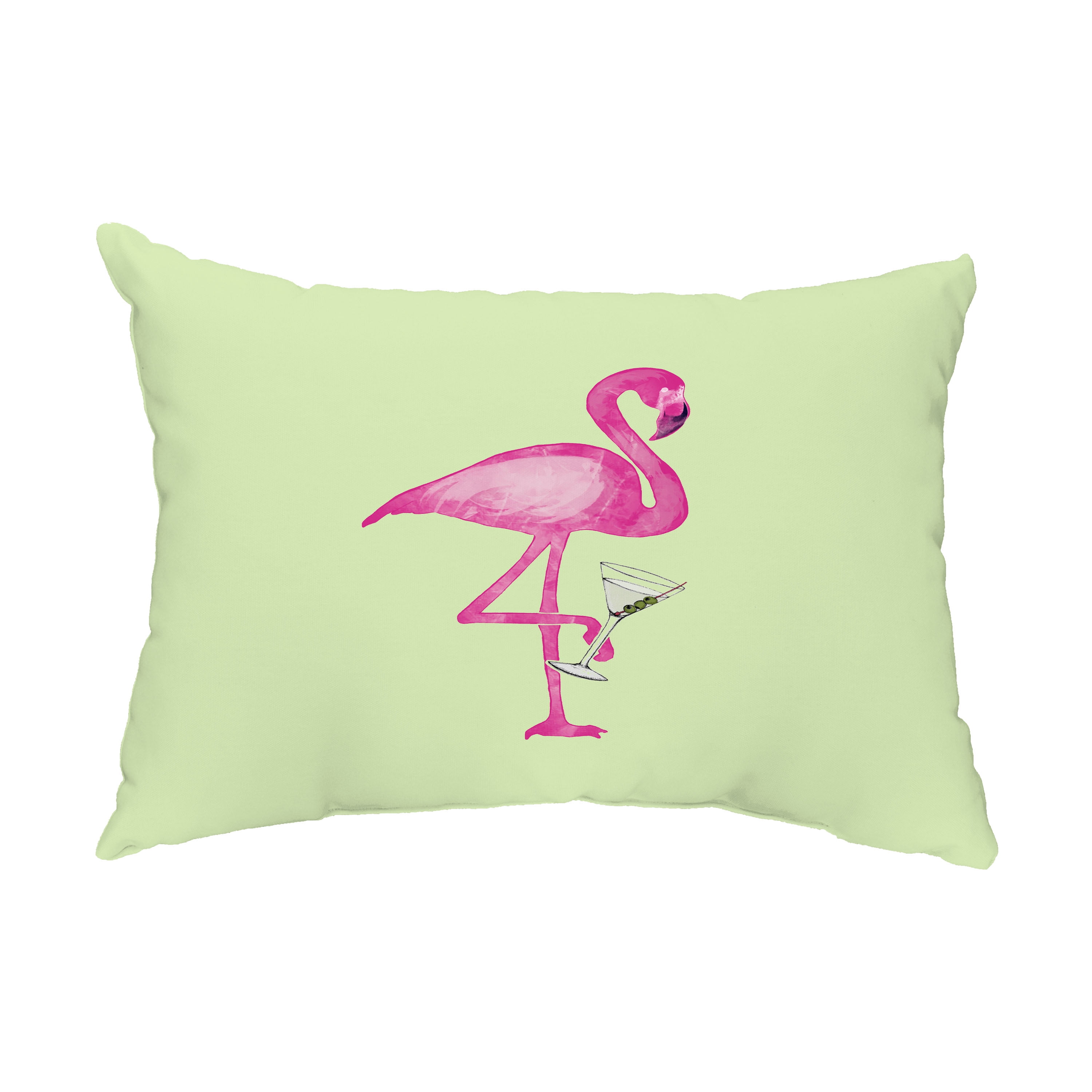 Simply Daisy, 14" x 20" Single Flamingo Light Green Abstract Decorative Outdoor Pillow