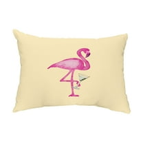 Simply Daisy, 14" x 20" Single Flamingo Yellow Abstract Decorative Outdoor Pillow