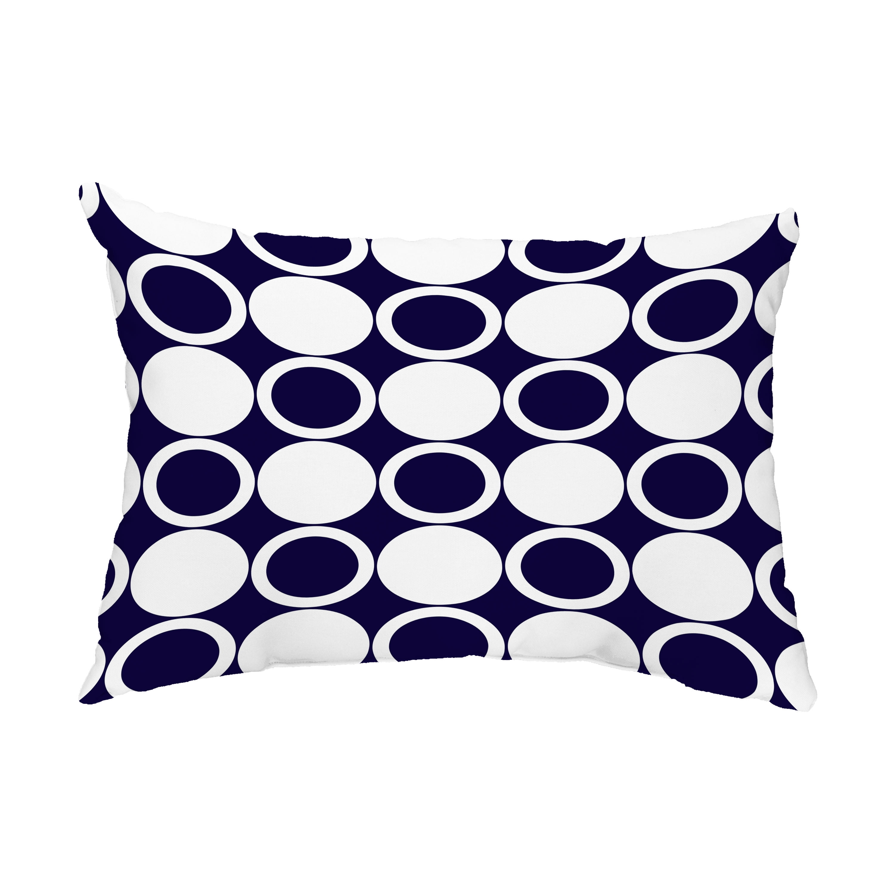 Simply Daisy, 14" x 20" Small Modcircles Navy Blue Abstract Decorative Outdoor Pillow