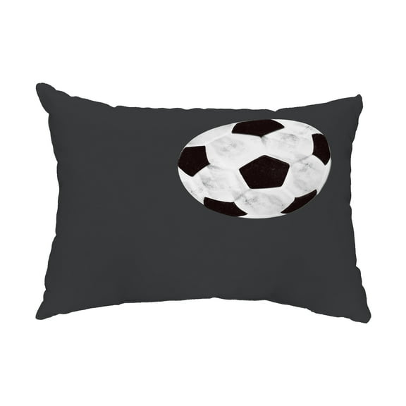 Simply Daisy, 14" x 20" Soccer Ball Black Abstract Decorative Outdoor Pillow