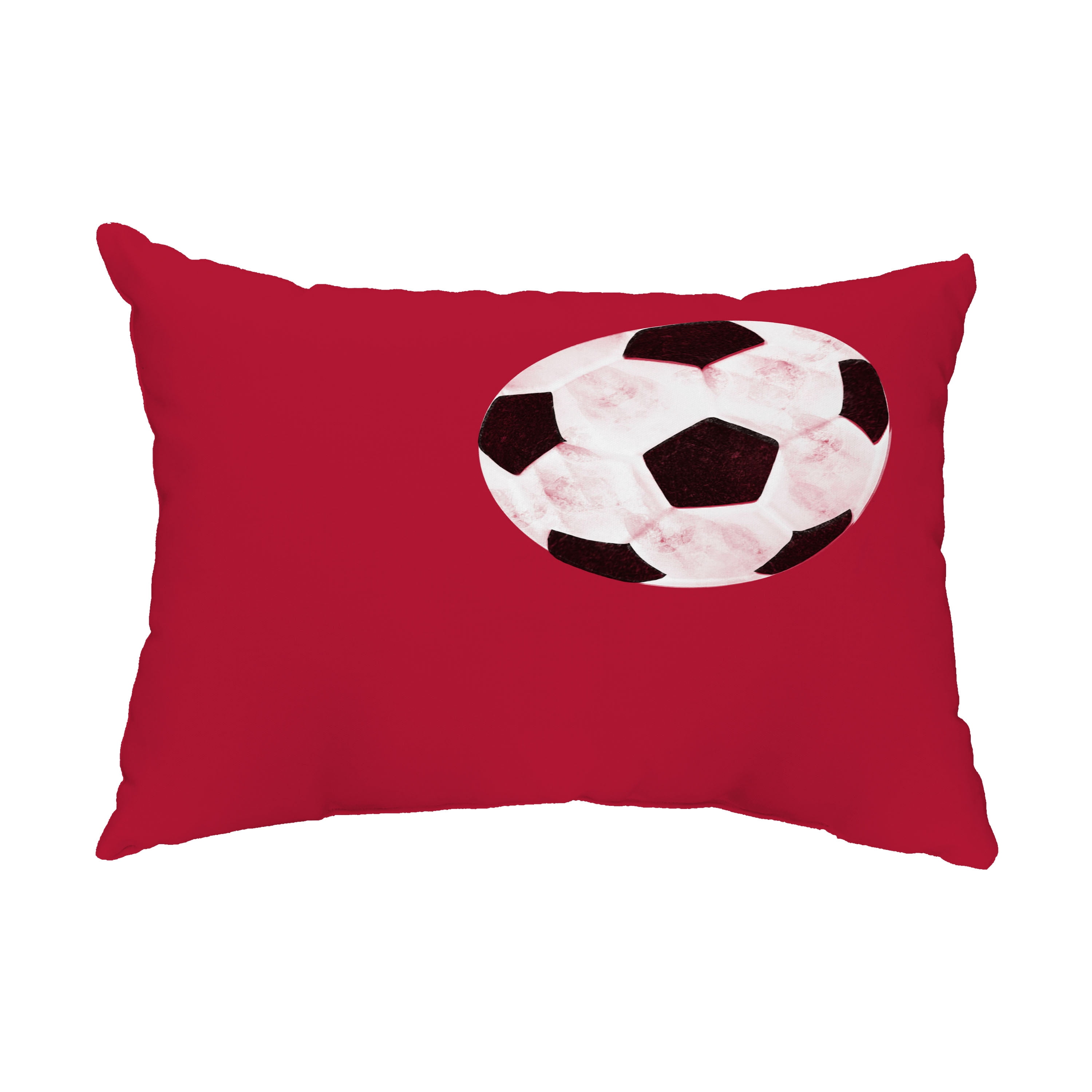 Simply Daisy, 14" x 20" Soccer Ball Red Abstract Decorative Outdoor Pillow
