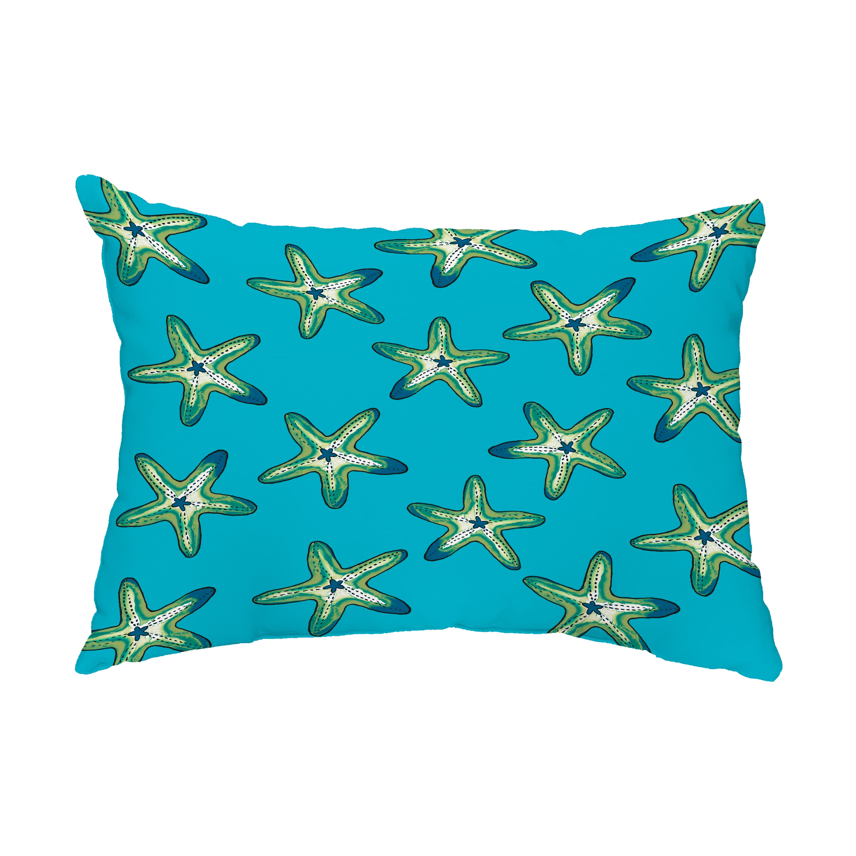 Simply Daisy, 14" x 20" Soft Starfish Turquoise Decorative Coastal Outdoor Throw Pillow