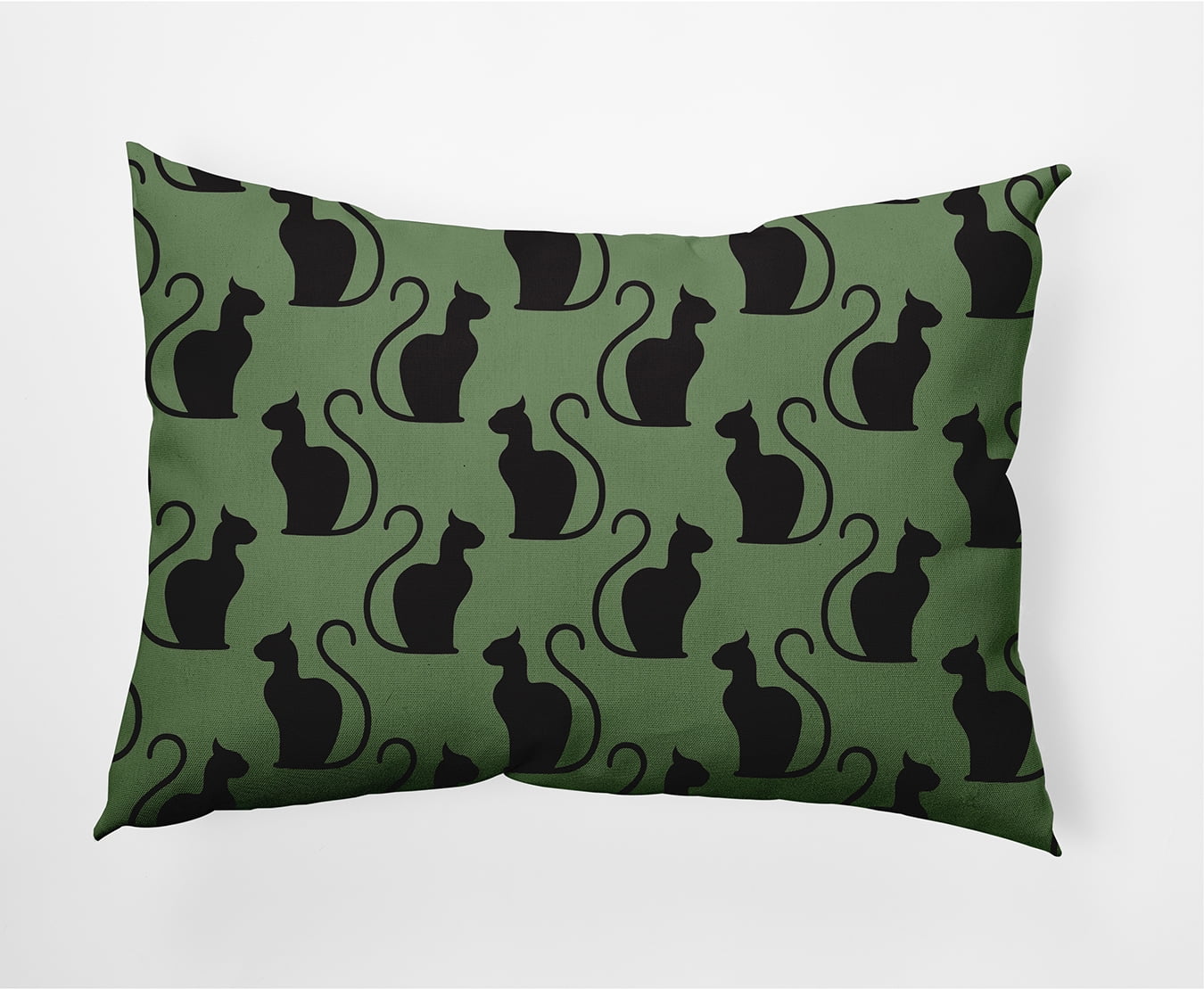 Simply Daisy 14" x 20" Spooky Cats Indoor/Outdoor Polyester Throw Pillow, Sage