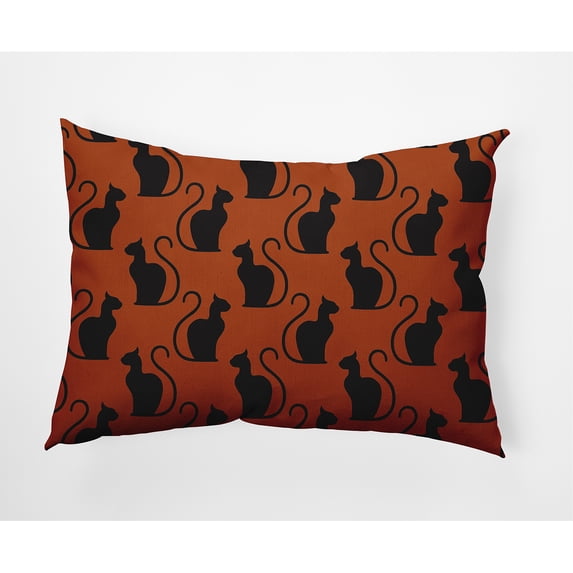 Simply Daisy 14" x 20" Spooky Cats Indoor/Outdoor Polyester Throw Pillow, Sienna