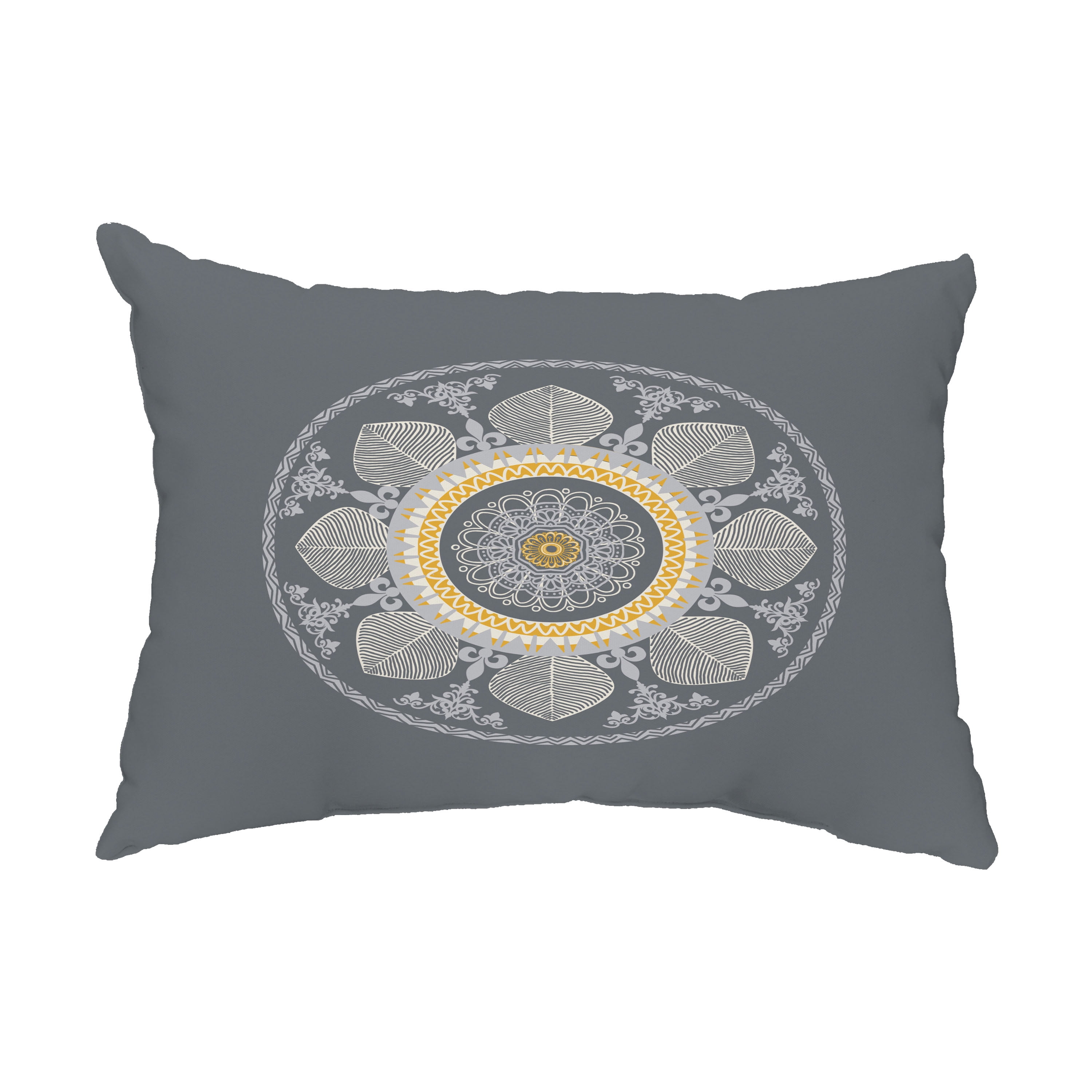 Simply Daisy, 14" x 20" Stained Glass Gray Decorative Abstract Outdoor Throw Pillow